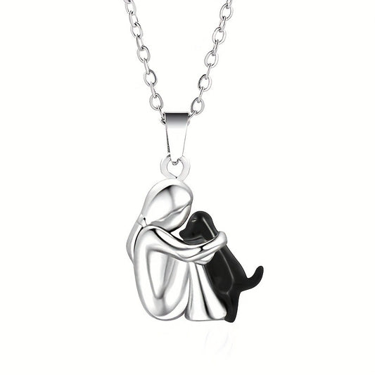 Silver & Black Dog Necklace